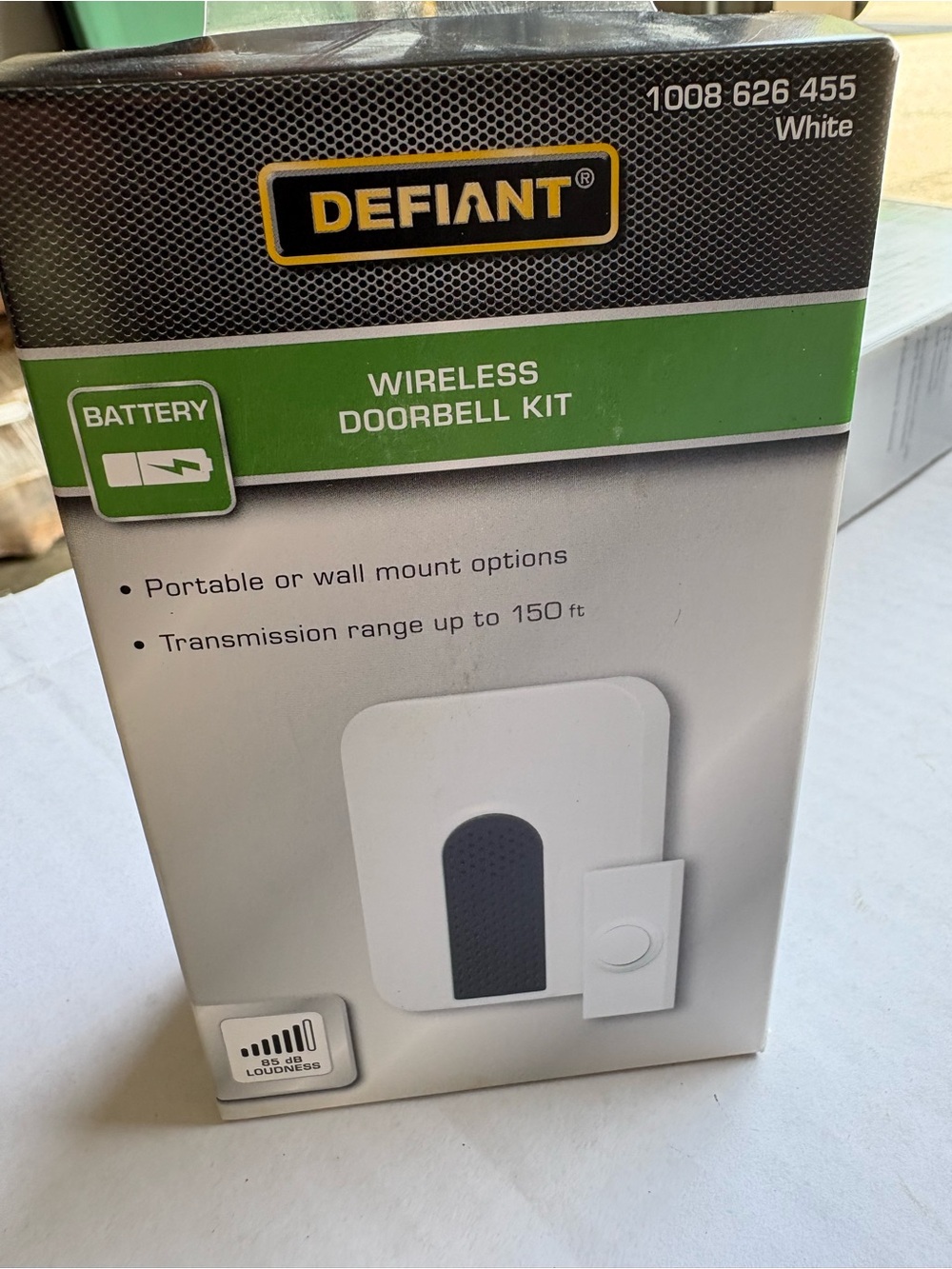 Defiant Model 1008-626-455 Wireless Doorbell Kit - White